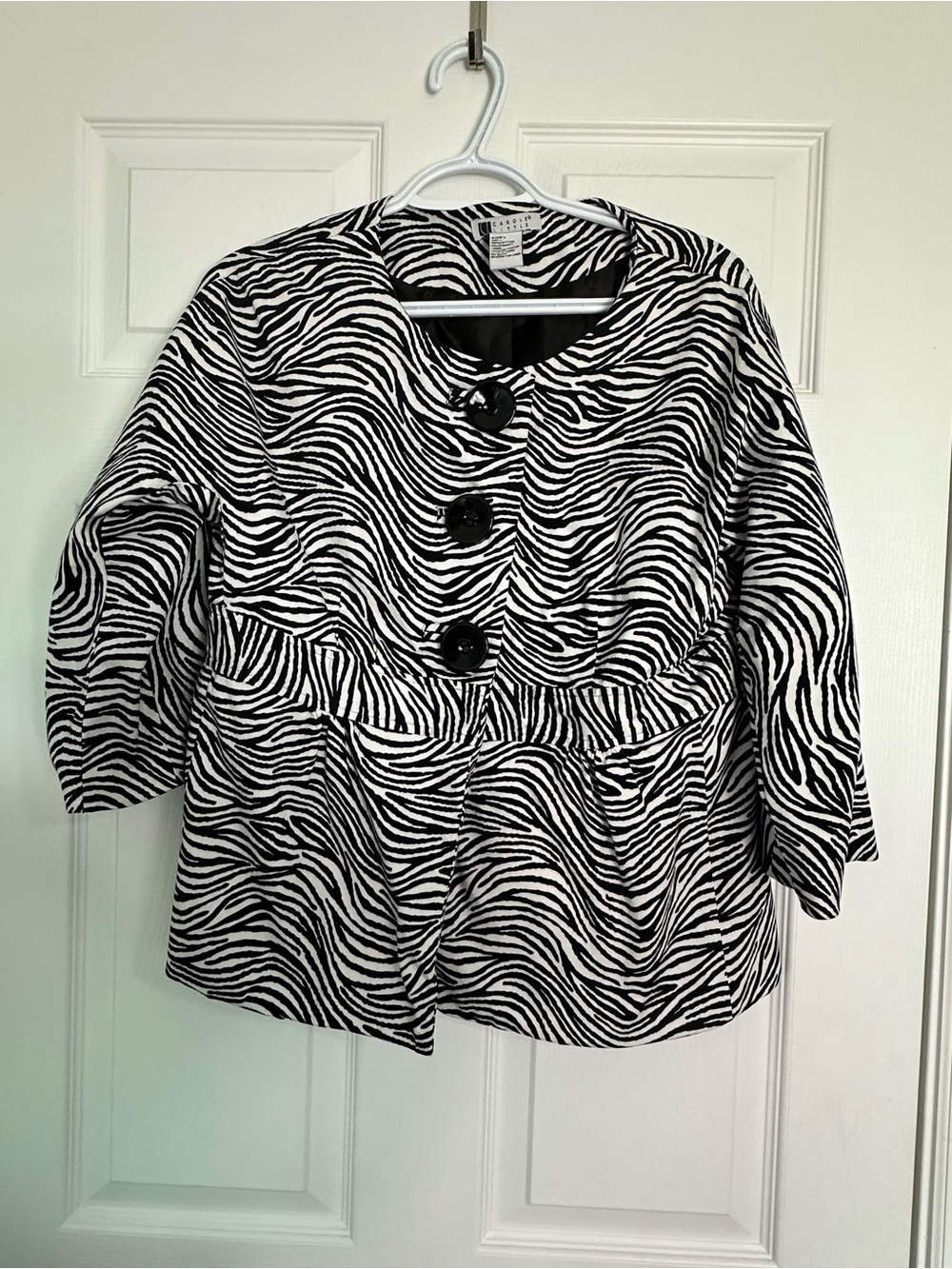 Carole Little Black & White Zebra-Print Jacket